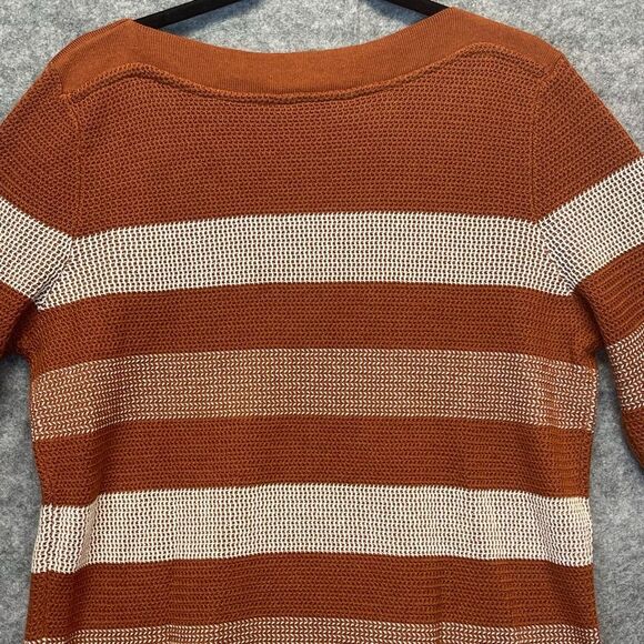 NWT Market & Spruce Sweater Women's XL Rust White Striped Tawnee Waffle Stitch - Picture 13 of 16